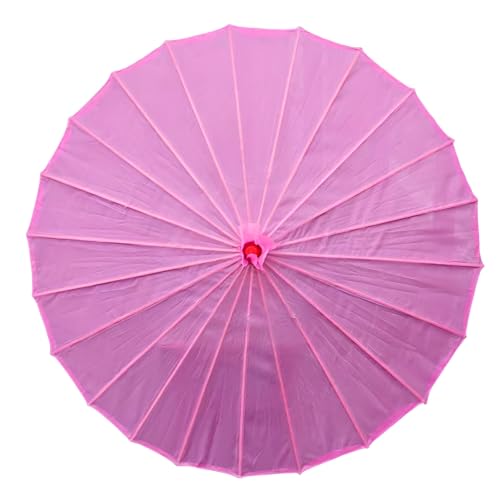 Odot Chinesischer Regenschirm mit Holzgriff,Einfarbiger Satin Handgemachte Regenschirm aus Geöltem,Regendichter Klassische Papierschirm,Schirm aus Reispapier für Tanz (Rosa,Durchmesser 76 cm)