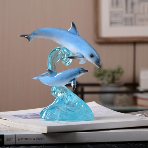 Figurita Decorativa Delfín de Resina Azul 5.9 in miniatura 3