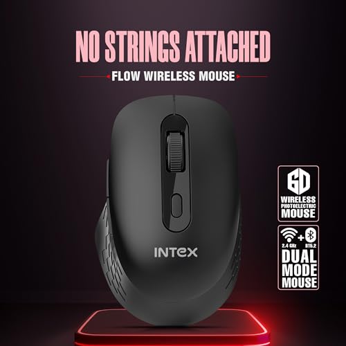 Image of Intex Flow 2.4GHz Wireless Mouse | Upto 1600 DPI Resolustion | 6 Buttons | 10 Million Button & Smooth Scrolling | Silent Clicks & Auto Slip Mode | 10M Working Range | Nano Reciver (Black)
