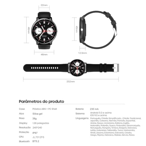 Smartwatch Haiz Relógio Inteligente My Watch C Pro IP67 Tela Full Touch 1,28