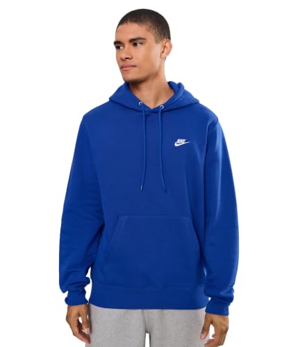 Nike Men's Club Pullover Fleece Hoodie, Old Royal/Old Royal/White, Large
