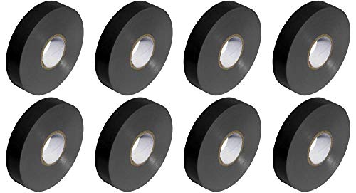 Black PVC Electrical Insulation Tape Roll - 33m x 19mm x8