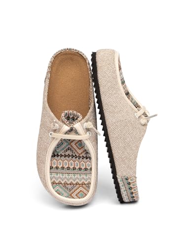 Flat Slippers for Women – Soft Fabric Enclosed-Toe House Shoes with Anti-Slip Sole & Leather Accent, Comfortable Indoor/Outdoor Wear2