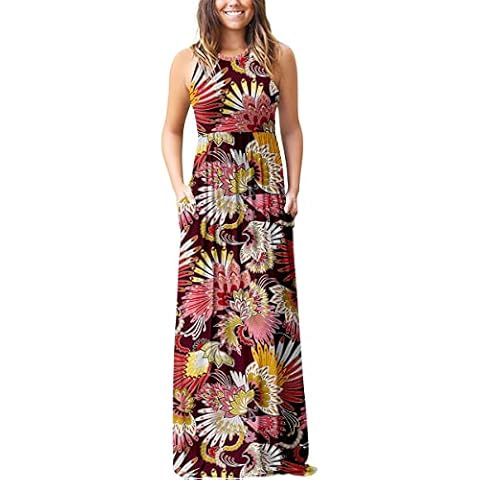 PCEAIIH Vestido Maxi Estampado Floral con Bolsillos Cover