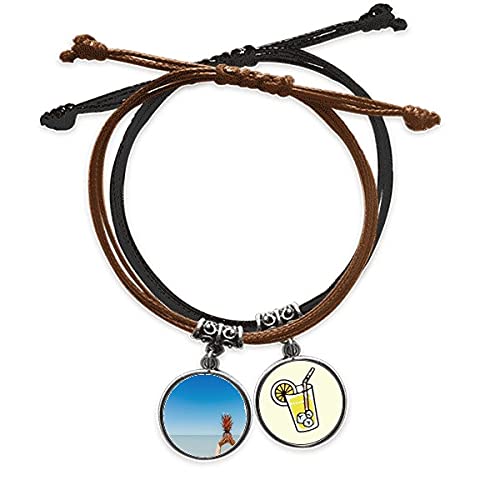 Bracelet cordon ananas mer et océan en cuir pour femme et homme