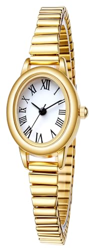 Montre dorée pour femme BESTKANG avec cadran ovale vintage et bracelet acier