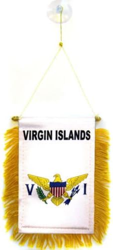 Wholesale lot 12 Virgin Islands Mini Flag 4''x6'' Window Banner w/suction cup - Party Decorations Supplies For Parades - Prime Outside, Garden, Men Cave Decor Flag