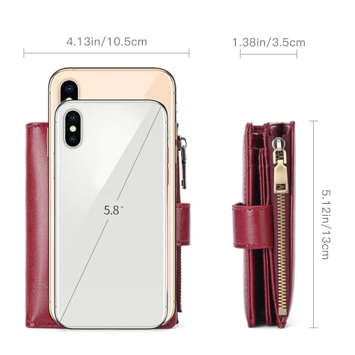 GAEKEAO Womens Wallet Small Leather RFID Blocking Bifold Zipper Pocket Wallet Card Case Purse with ID Window3