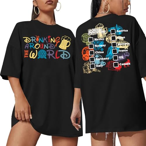 Around The World Shirt Women Magical Oversized Shirt Funny Magic Tour Graphic Tees Funny Traveler Vacation Short Sleeve Top