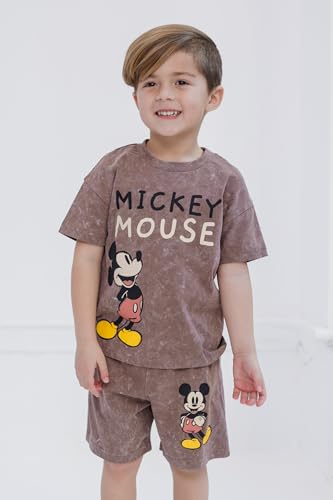 Image of Disney Mickey Mouse Vintage Wash T-Shirt and Shorts Outfit Set Toddler to Big Kid Sizes (2T - 10-12)