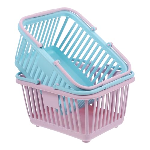 ifundom 2Pcs Handheld Shopping Baskets for Supermarket Decorative Storage Baskets for Home Stylish Design for Fruits Vegetables Sundries