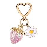 装飾ハートキーリング ストロベリーデイシステーマ 丈夫な樹脂素材 飛沫防止デザイン 日常使用アイテム ストロベリーハートキーホルダー