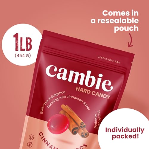 Image of Cambie Sugar Free Hard Candy, 1 lb of Sugar Free Candy Individually Wrapped, Cinnamon (Pack of 3)