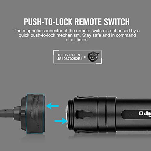 OLIGHT Odin GL M 1500 Lumens MLOK Mount Rechargeable Tactical Flashlight with Green Beam and White LED Combo, Removable Slide Rail Mount and Dual-Button Remote Pressure Switch (Black) - Image 7