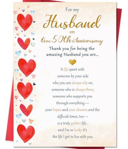 Beixian Romantic 50th Anniversary Card for Husband, Funny 50 Year Anniversary Card Gifts from Wife,...