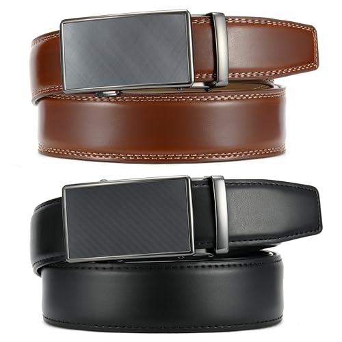 Image of CHAOREN Leather Ratchet Belt Men 2 Pack - Customizable Fit, Effortless Style (35mm)