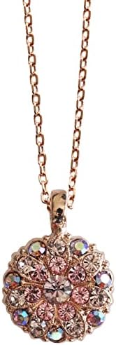 Mariana Guardian Angel Crystal Pendant Necklace, 16" "Flamingo Pink Rose Goldtone 5212 319mr