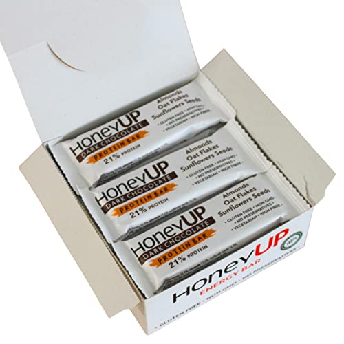Miniatura 7 de HoneyUp Barritas de Chocolate Negro y Almendras 12x40g – Sin Gluten