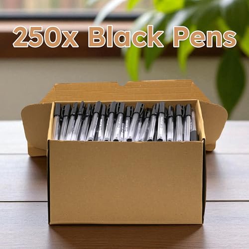 Image of PENSAN Black Ballpoint Pens,1.0 mm Medium Point, Black Pens, Ergonomic Triangle Grip, Smooth Writing, 250-Count Pack of Bulk Pens