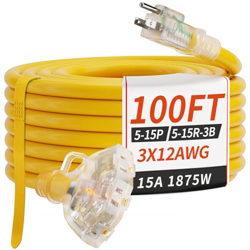 100 FT Outdoor Extension Cord with Multiple Outlets