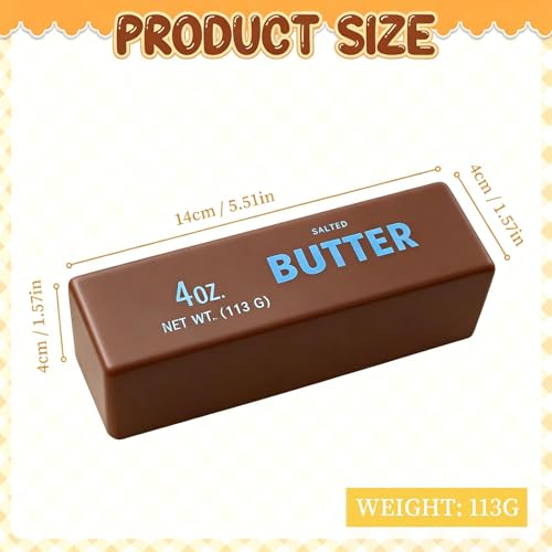 Image of Big Butter Squishy, 4 Oz Large & Mini Butter Stick Squishy, Giant Realistic Bread, Slow Rising Stress Relief Fidget Toy, Soft Squeeze Ball, Party Favor Gift, Jumbo Squeezy Cheese(Black)