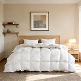 Down Fiber Comforter Oversize King Size,Premium Ultra-Soft Breathable Comforter High Fill Power White Duvet Insert,All Season Hotel Luxury Bedding Comforters 8 Corner & Center Loops,Baffle Box Design