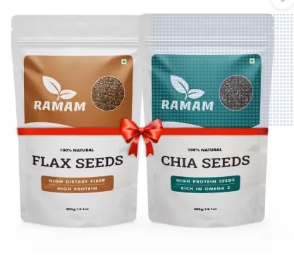 Ramam Chia & Flax Seeds Combo 400g Each | | 100% Natural Raw Seeds For Eating | High Dietary Fiber & Protein | Rich in Magnesium, Omega 3| Gluten Free | Manage Cholesterol level | (B0D58DC4KV) Amazon Price History, Amazon Price Tracker