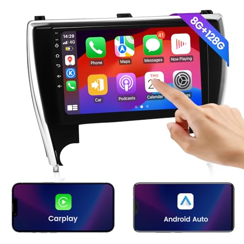 Roadanvi 10.2" 8GB+128GB Car Stereo for Toyota Camry 2015 2016 2017 Wireless Carplay Android Auto Head Unit Bluetooth Car Radio QLED 1280×720 Touch Screen WiFi+4G LTE GPS Navigation