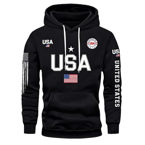 Sudadera Sin Mangas Hombre Proteccion Parka contra Rayos UV Camiseta Bandera EE UU XL