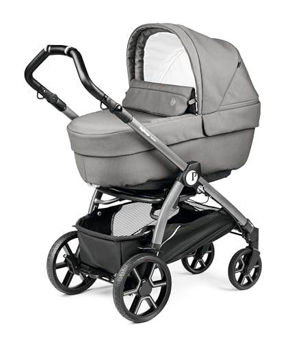 Peg Perego Book Modular Trio Baby Stroller 0-4 Years, Reversible Stroller, Carrycot with Comfort System, i-Size Car Seat, Soft Ride Wheels, Cool Jersey Mattress, Mercury