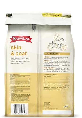The Missing Link Skin & Coat + Probiotics Supplement 5lb Bag - Powerful Superfood Powder for Dogs Supports Healthy Skin & Glossy Coat, Promotes Hair Growth