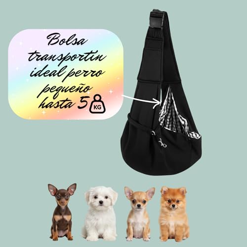 Bolsa transporte cómoda para perros pequeños con bolsillo lateral 6