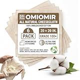 6PK Large Reusable Cheesecloths, 20x20 Inch Grade 100+ Cheese Cloth, All Natural Unbleached Cotton Stitched Edges, Kitchen Cooking Baking, Straining, Seafood Boils, Cheese, Yogurt, Tofu, Soy, Nut Milk