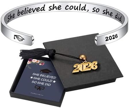 M MOOHAM Graduation Gift for Her Him 2026, Inspirational Graduation Bracelets Class of 2026 High School College Graduation Gift for Her with Graduation Box