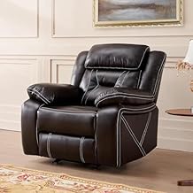 Recliner Chairs for Adults Home Theater Seating, Leather Recliner Lazy Boy Recliner Comfortable Home Theater Seating with Rocking Glider Recliner Chair for Living Room Reclining Rocker Single