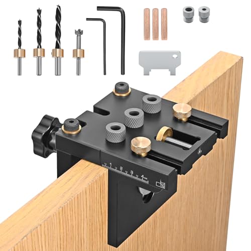 Kotsy bohrschablone 3 in 1 doweling jig 6/8/10/15 mm Schablonen Set Holzbearbeitungs Doweling Jig Kit mit Positionierungsclip Bohrer Perforator