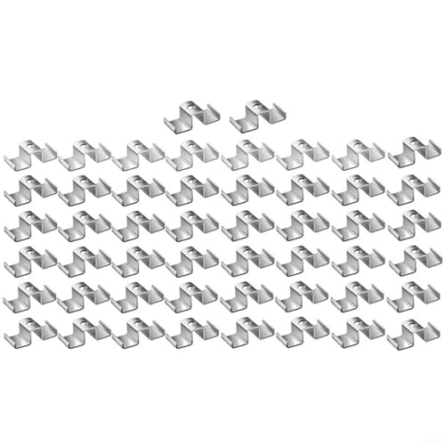 Lot de 25 clips de selle en métal avec finition résistante à la rouille, fixations pour installations industrielles de poutres et de caillebotis, trou ovale, argent 25/50 pièces (25 pièces)