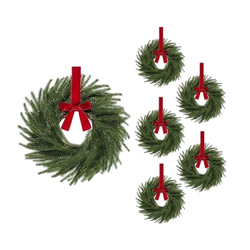 6 Stück Weihnachtskranz Set, 26 cm Kleine Weihnachtskränze,...