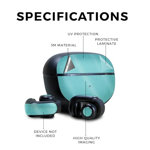 Image of Glossy Glitter Skin Compatible with Bose Ultra Open Earbuds - Solid Turquoise - Premium 3M Vinyl Protective Wrap Decal Cover - Easy to Apply | Crafted in The USA by MightySkins