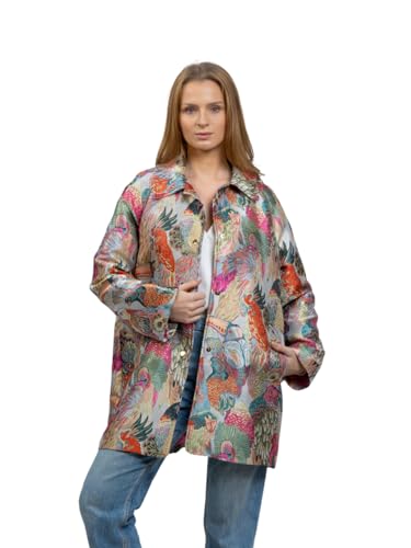 Manteau jacquard métallisé perroquet pour exprimer votre audace