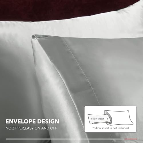 Image of Luxury Silk Satin Pillow Cover Standard Size 18 x 28 - Romantic Pillow Cover Set for Bedroom | Bridal Wedding Soft Luxury Bedding | Baby Pink, Pillow Covers (18 x 28)