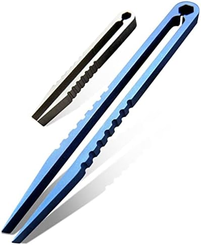 Canku 2pcs Mini Tweezers Titanium Portable Titanium Alloy EDC Tweezers Survival Camping Outdoor Travel Mini Tool(Blue) …