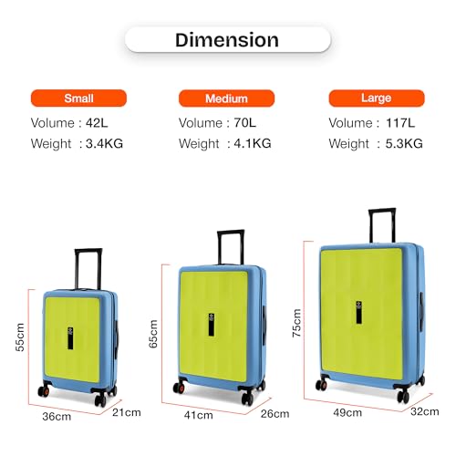Image of Nasher Miles Zanzibar TSA Lock Hard-Sided Polycarbonate 8 Wheels Double Spinner Check-in Luggage Green Blue 24 inch |65cm Trolley Bag| Suitcase,Medium