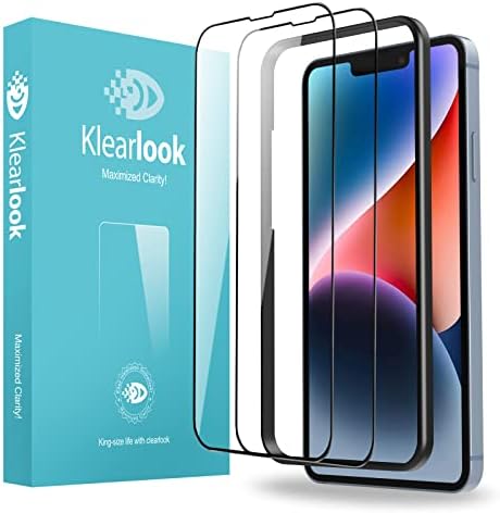 Full Cover Glass Screen for iPhone 14/iPhone 13 Pro/iPhone 13(6.1") - Klearlook (2 Pack) Clear Tempered Glass Edge to Edge Coverage Screen Protector for iPhone 14, iPhone 13 Pro, iPhone 13 (6.1 inch)