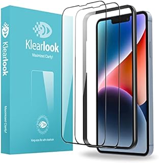 Full Cover Glass Screen for iPhone 14/iPhone 13 Pro/iPhone 13(6.1") - Klearlook (2 Pack) Clear Tempered Glass Edge to Edge Coverage Screen Protector for iPhone 14, iPhone 13 Pro, iPhone 13 (6.1 inch)