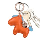 Llavero de caballo pequeño, colgante de piel sintética de dibujos animados, bonito accesorio de bolsa de moda, llavero multiusos para mochila escolar, teléfono celular, cartera, Color naranja, Refer