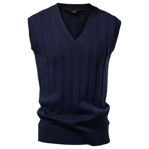 Gilet en tricot pour homme à col en V et motif torsadé classique d'automne