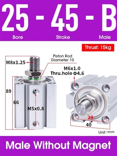 Cylindre pneumatique double effet SDA25 compression précise et stable - 3