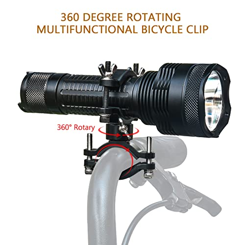 Lightfe Aluminum Bike Flashlight Mount For Large Size Bike Lights,U Lock Mount For Bike Lock Holder, 360° Rotation Adjustable Bicycle Flashlight Mount Flashlight… #TOP1