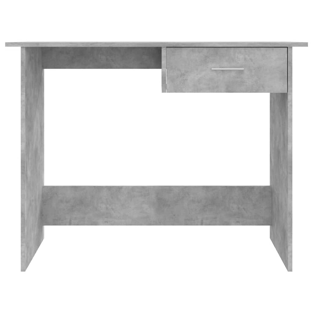 Scrivania in legno grigio cemento, 100 x 50 x 76 cm, con cassetto, tavolo da ufficio compatto, scrivania per gaming, postazione di lavoro per PC, casa e ufficio